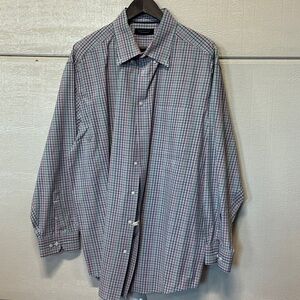 Roundtree & Yorke Blue and Pink Windowpane Dress Shirt